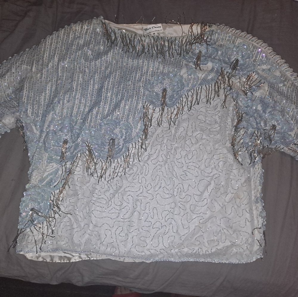 Women's bead embellished short sleeve top